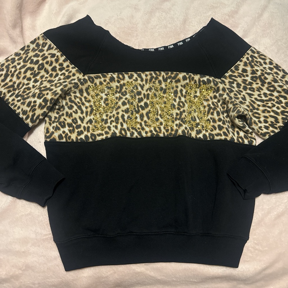Victoria's Secret Black and Leopard Print Sweater